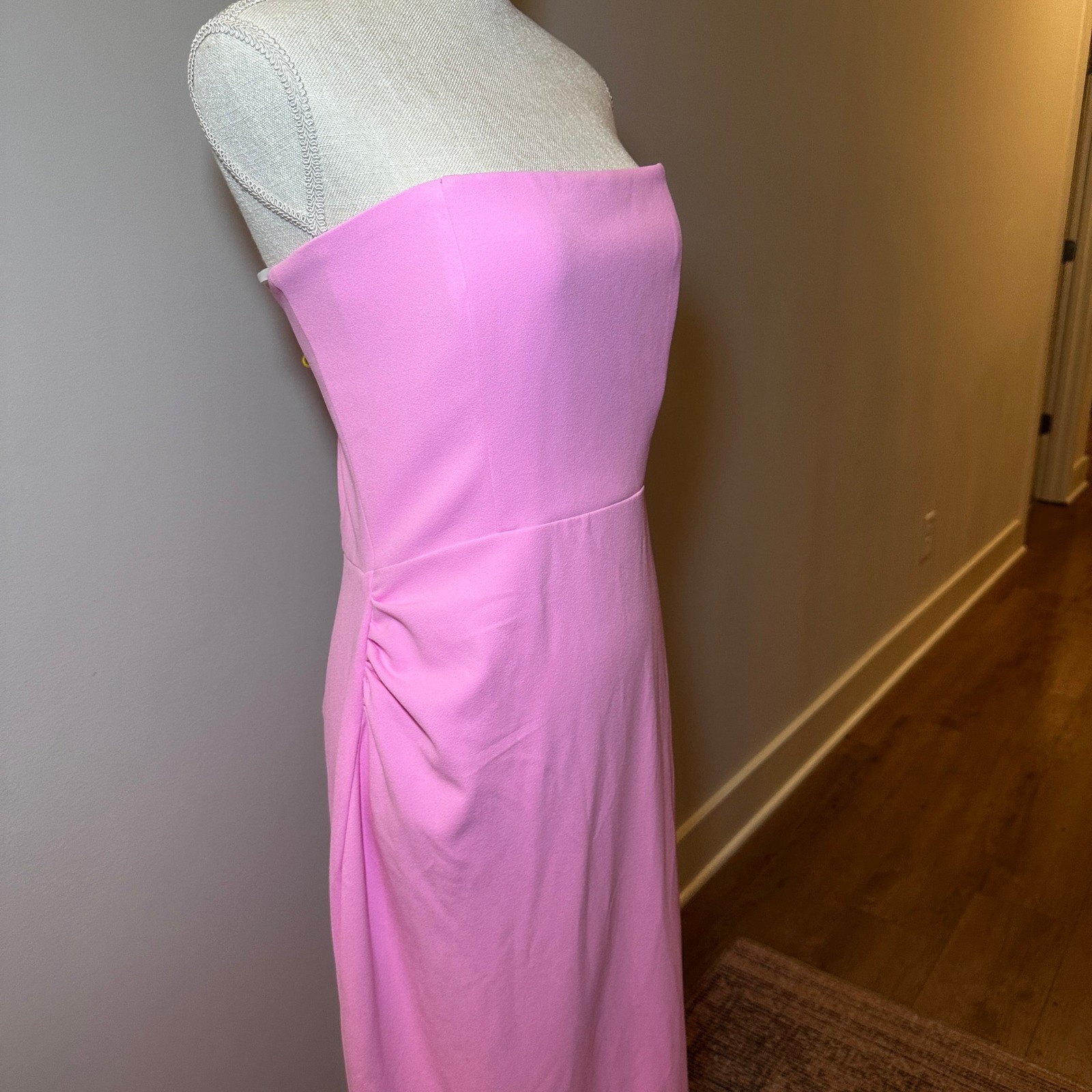 Effie Kats Sierra Pink Strapless Ruched Midi Dress Nwt Large Cocktail Formal — image 4 of 8